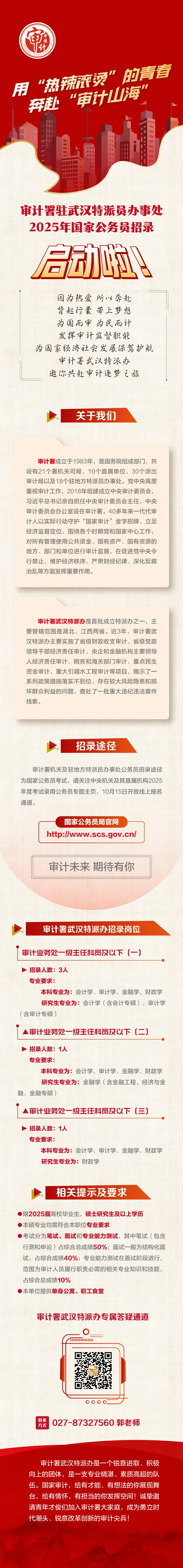 2025年國家公務員審計署駐武漢特派員辦事處招錄啟動